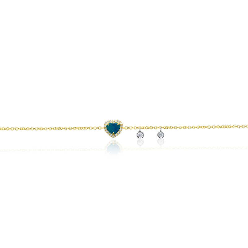 Dainty Opal Heart and Diamond Bracelet