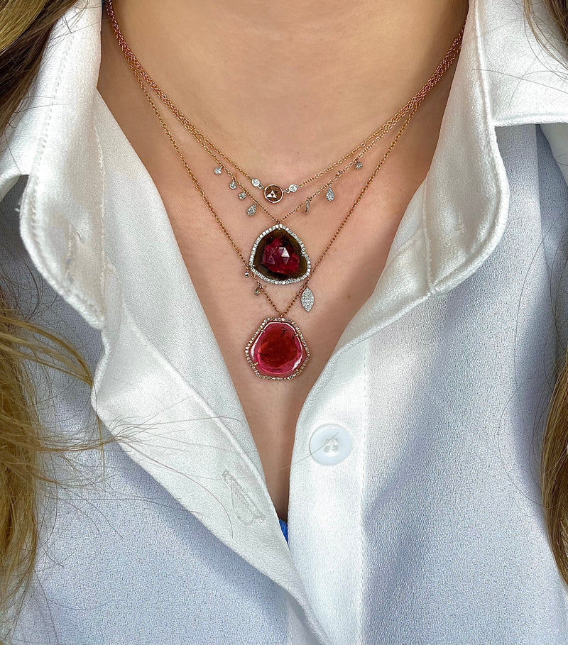 Watermelon Tourmaline Rose Gold Necklace (Online Exclusive)