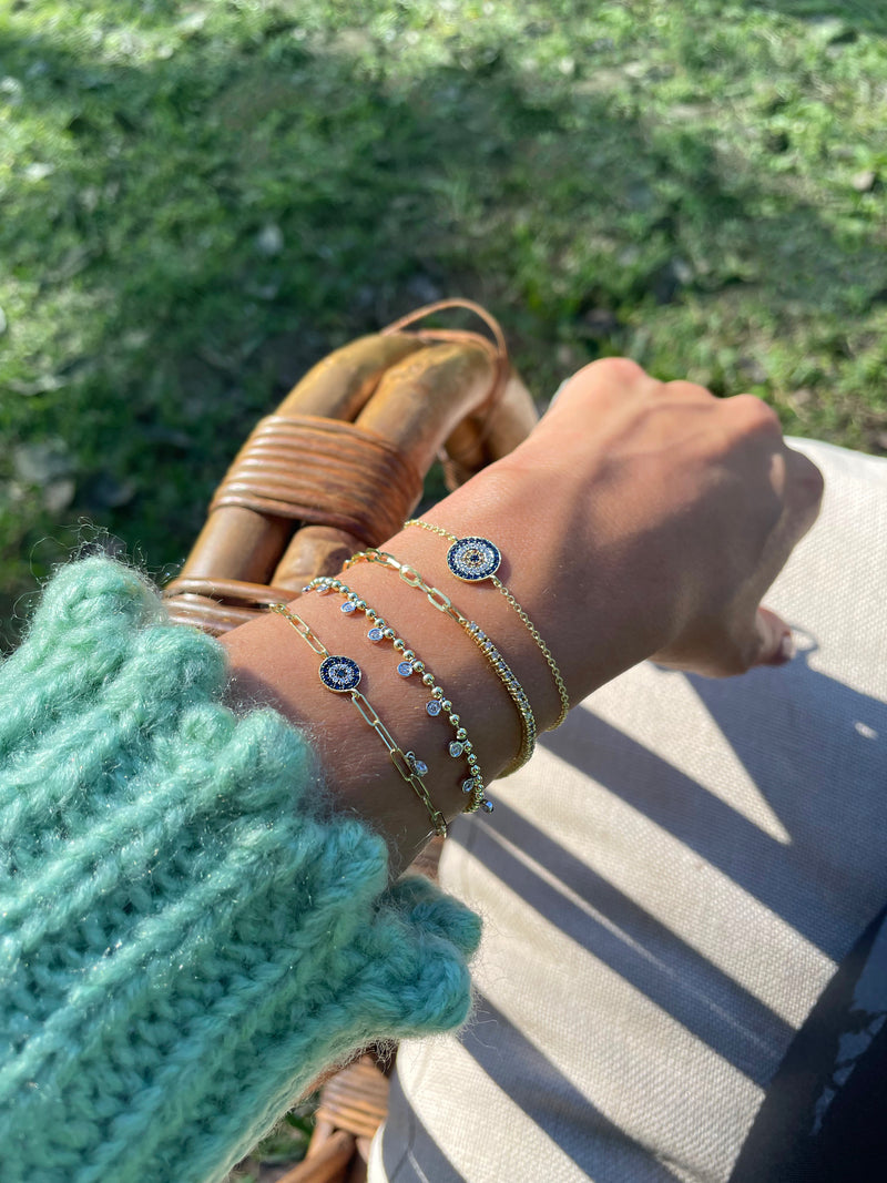 Evil Eye Paperclip Bracelet