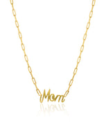 18K Gold Fill Mom Pendant on Paperclip Chain