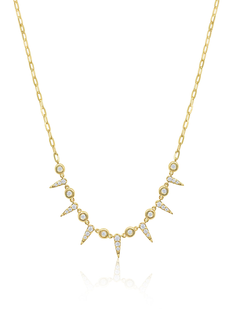 Diamond Spike and Bezel Necklace