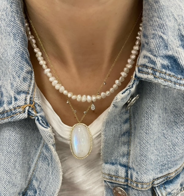 Organic Shaped Freshwater Round Pearl Layering Necklace