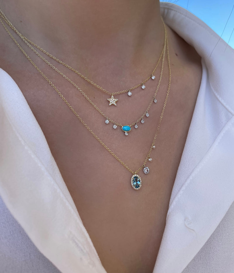 Dainty Turquoise and Diamond Necklace