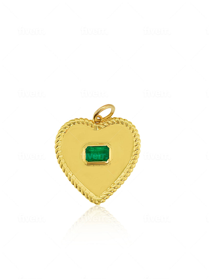 Yellow Gold And Emerald Charm