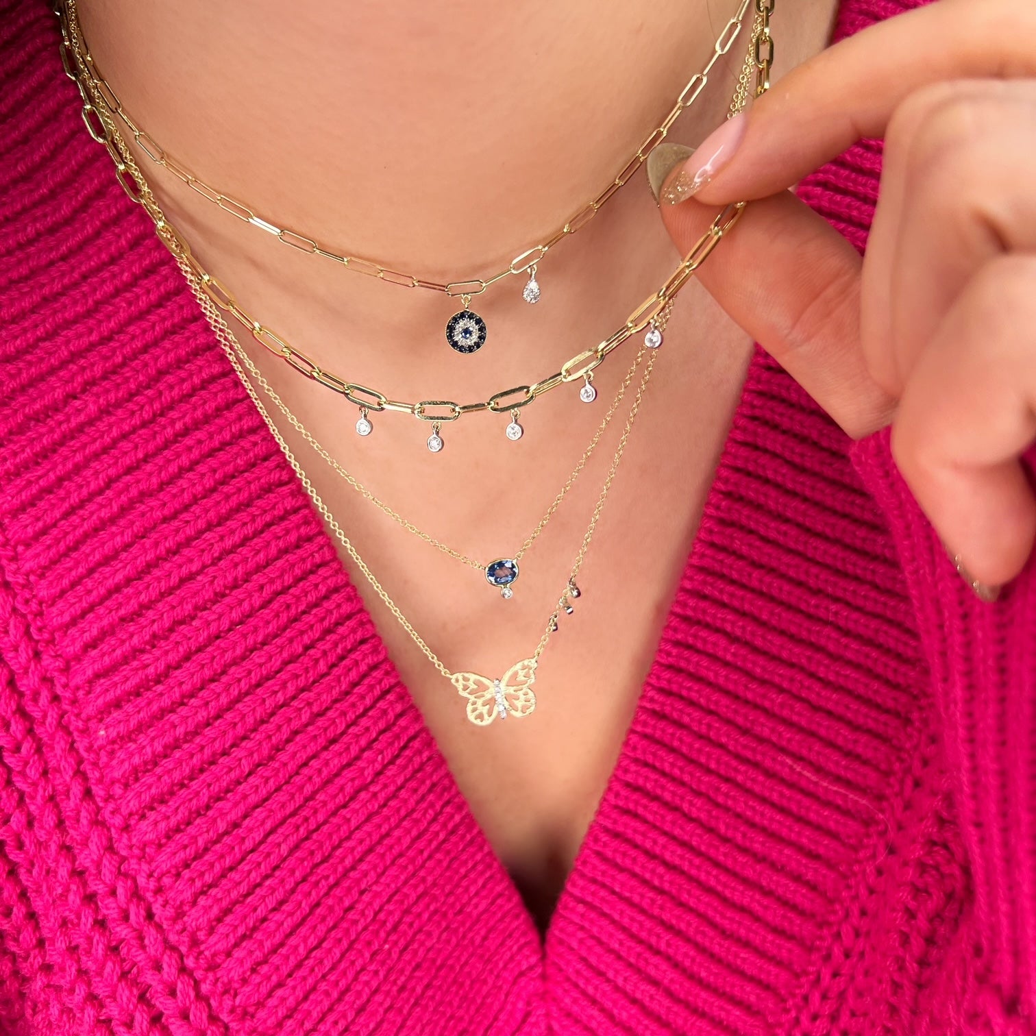 yellow gold blue topaz and diamond necklace
