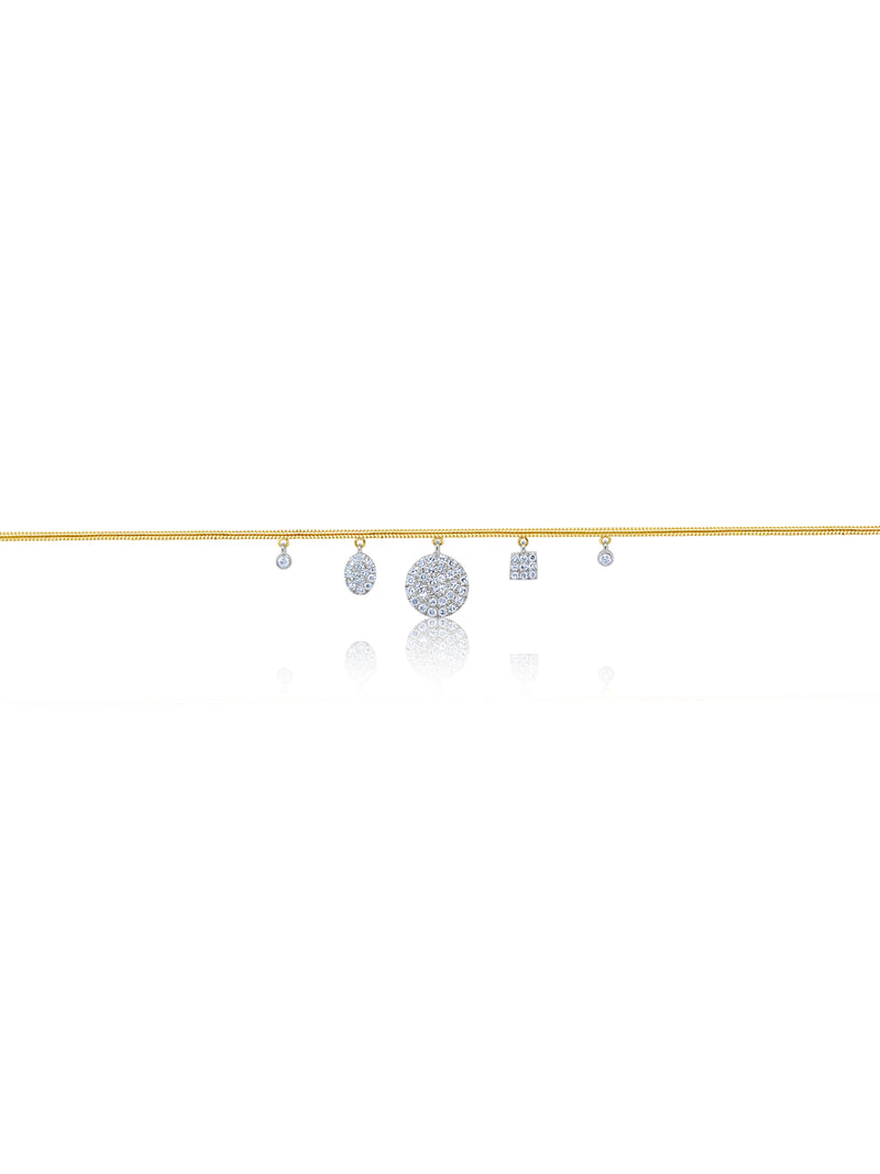 Yellow Gold Dainty Diamond Charms Bracelet
