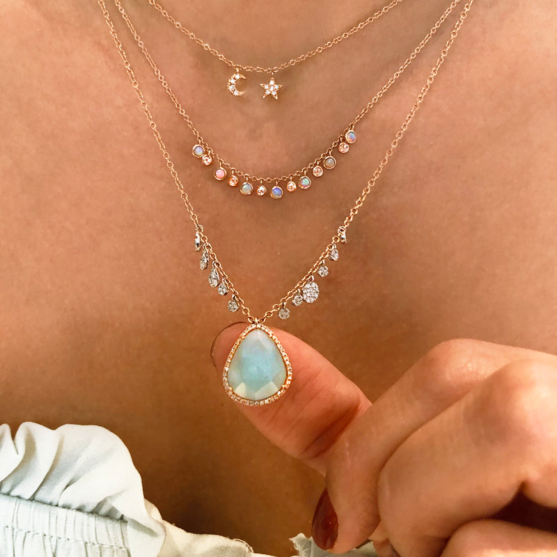 Rose Gold Diamond and Opal Layering Necklace