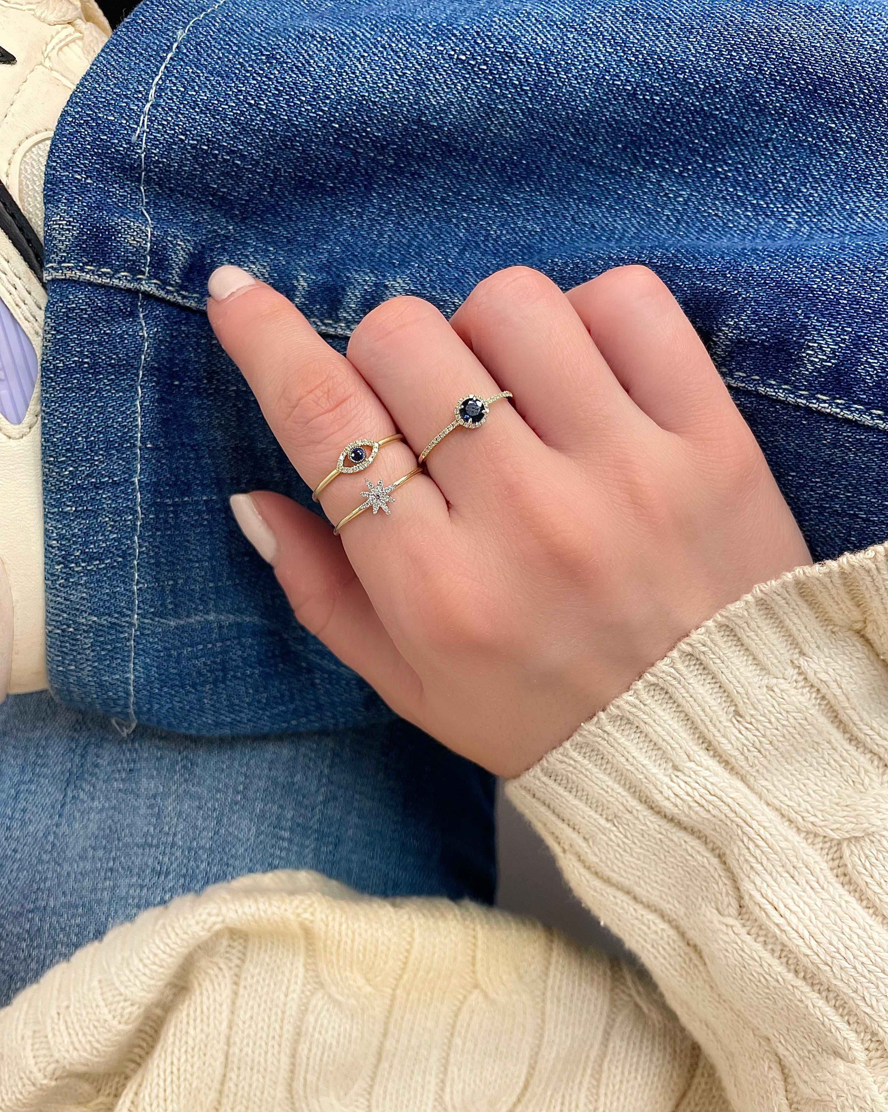 yellow gold and diamond starburst ring