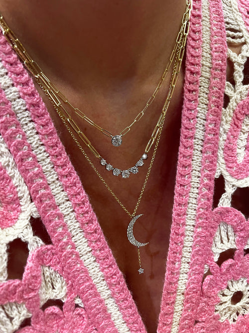 Moon and Star Diamond Necklace