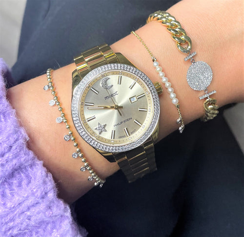 Chunky Chain Diamond Disk Bracelet -