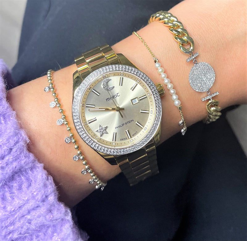 Chunky Chain Diamond Disk Bracelet -