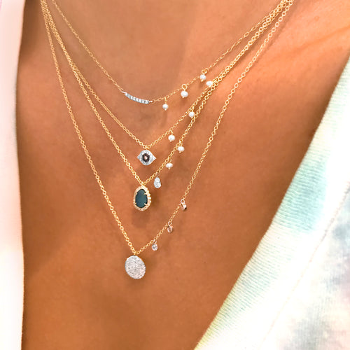 Yellow Gold Opal Dainty Necklace
