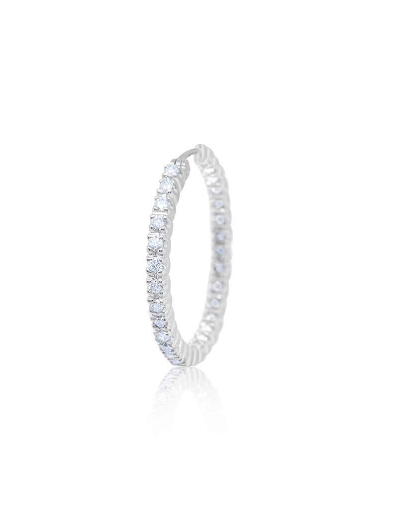 White Gold Diamond Hoop Half Pair