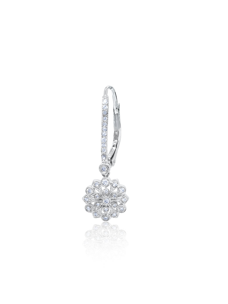 White Gold Antique Diamond Earring Half Pair