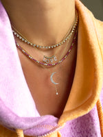 Moon and Star Diamond Necklace