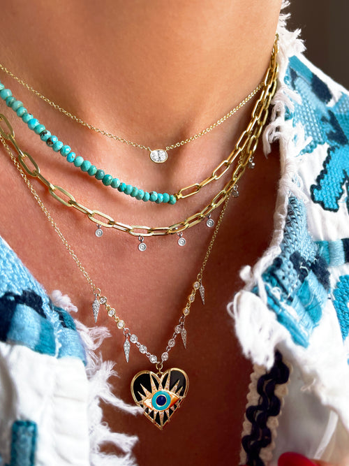 Enamel Evil Eye Heart