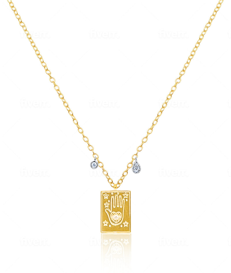 Yellow Gold Hamsa And Charm Necklace