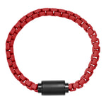 Unisex Red Chain Bracelet with Black Matte Magnetic Clasp
