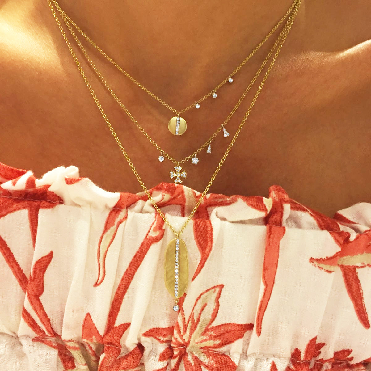 Meira T Gemstone Necklaces | Womens Yellow Gold Two Stoned Diamond and  Emerald Necklace – Villa Anatole