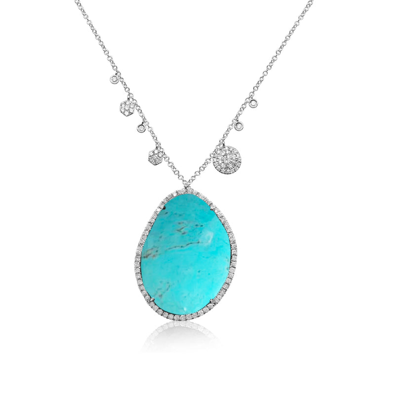 Statement White Gold And Turquoise Necklace