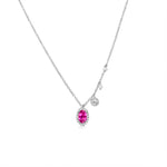 white gold and oval pink sapphire necklace