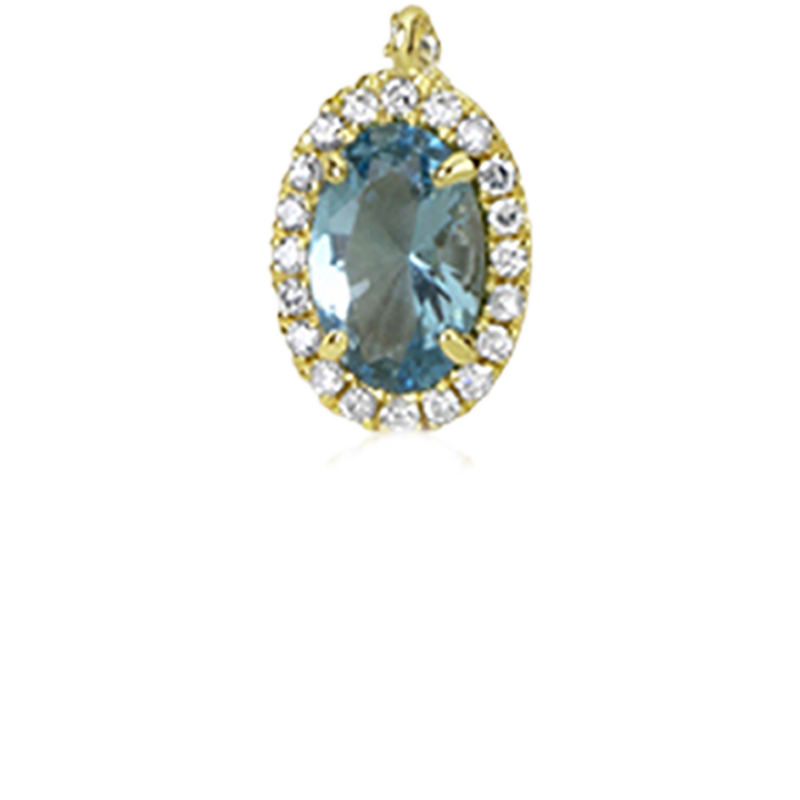 Blue Topaz Yellow Gold Diamond Charm