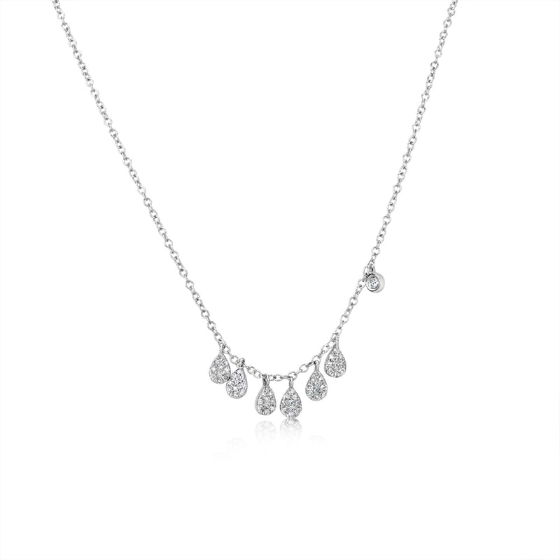 6 Pave Pear Disc Necklace