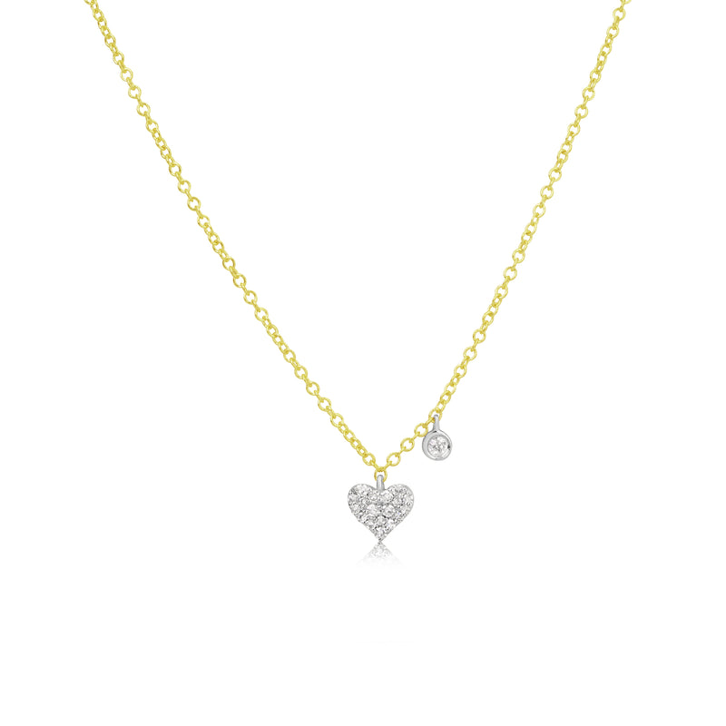 Dainty Pave Heart Necklace with Diamond Charm