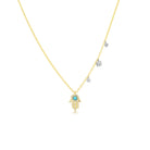 Turquoise Colored Hamsa with Diamond Charms