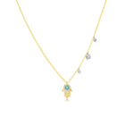 Turquoise Colored Hamsa with Diamond Charms