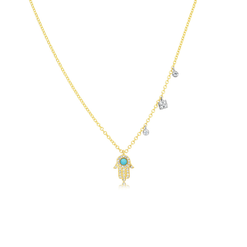Turquoise Colored Hamsa with Diamond Charms – Meira T Boutique