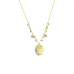 Diamond Moon and Star Plate Necklace with Diamond Charms
