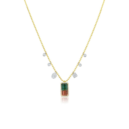 Watermelon Tourmaline Spot Chain Necklace