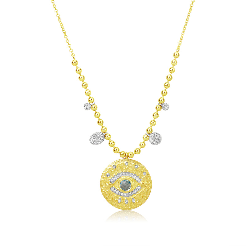 Ball Chain Diamond Evil Eye Necklace