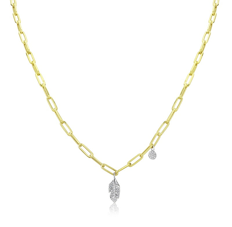 Yellow Gold Leaf Chunky Chain Necklace