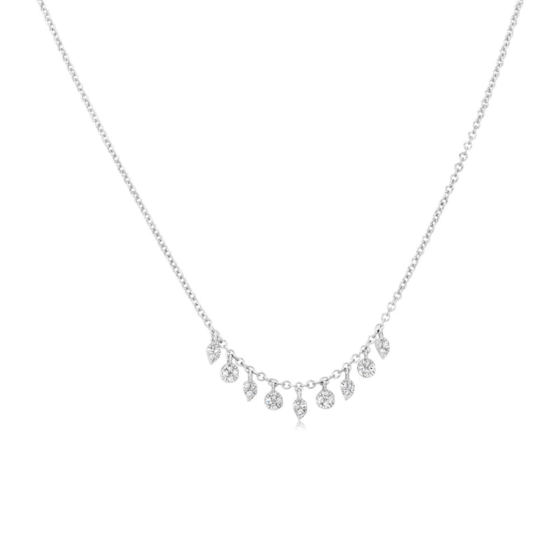 White Gold Necklace with Diamond Charms