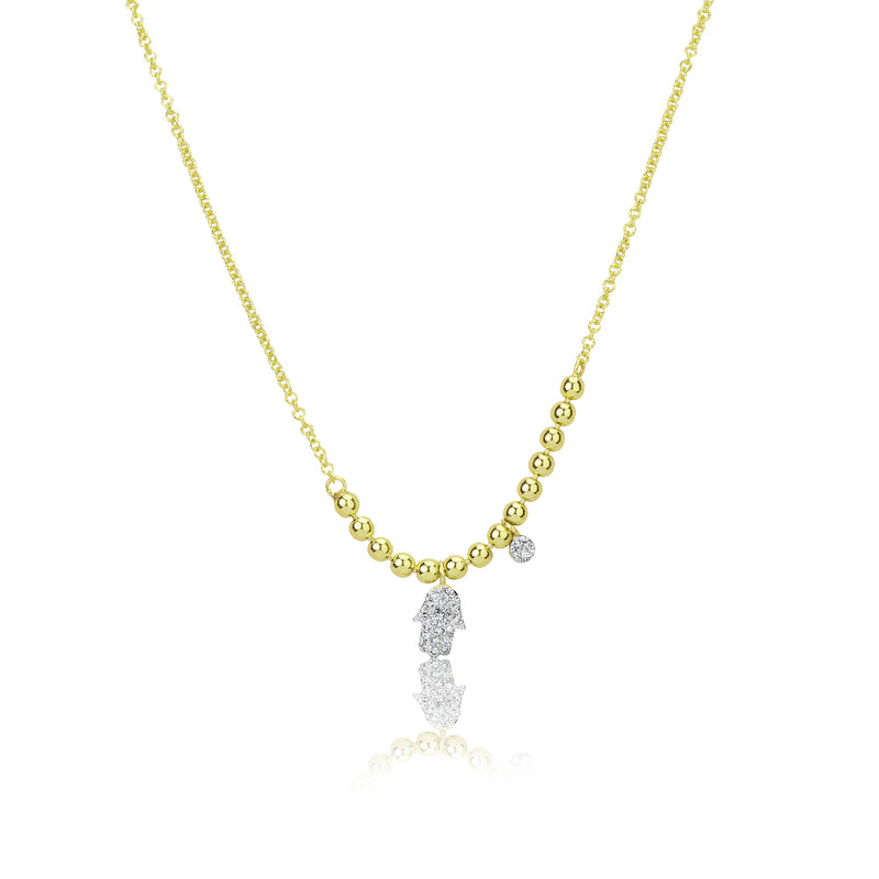 Yellow Gold Hamsa Spot Chain Necklace