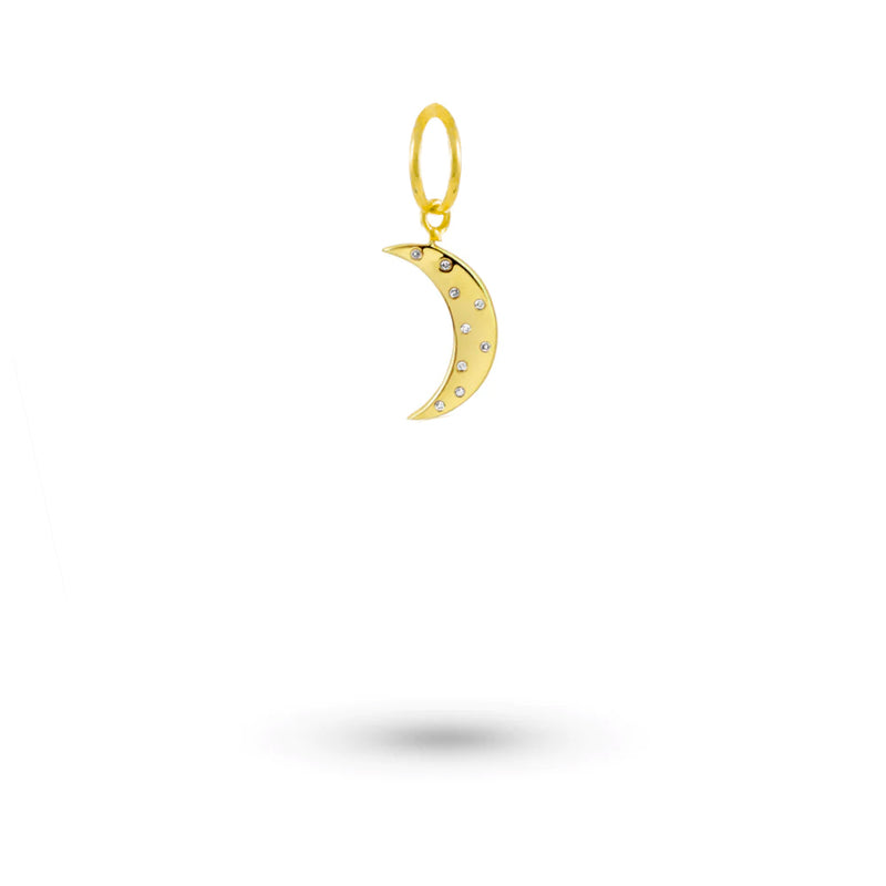 Yellow Gold and Diamond and Moon Charm