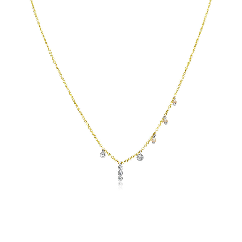 Diamond and Pearl Dainty Necklace – Meira T Boutique