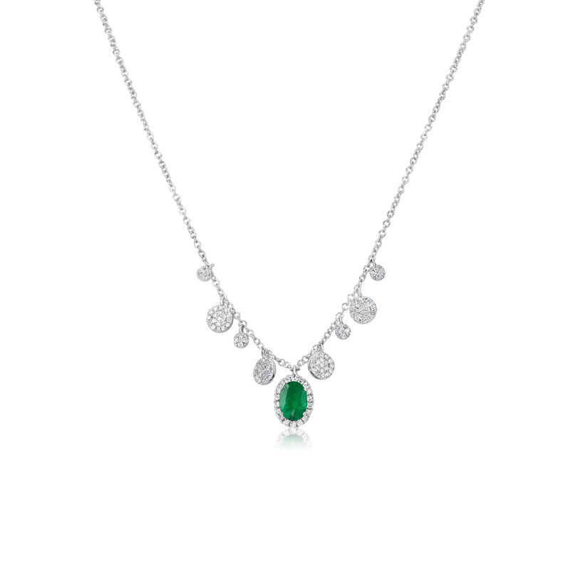 White Gold Emerald and Diamond Necklace