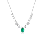 White Gold Emerald and Diamond Necklace
