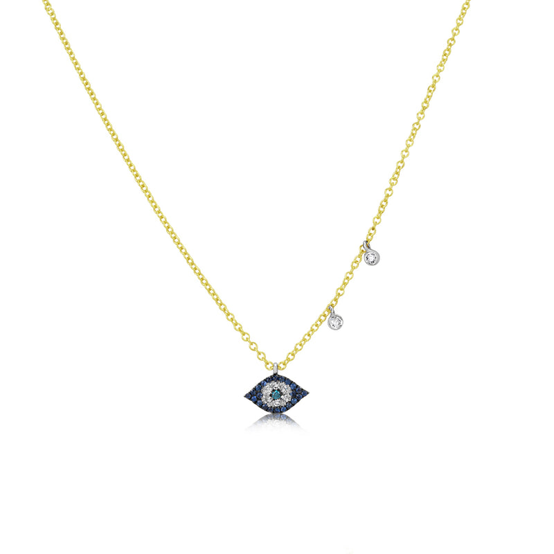 Blue Sapphire and Blue Diamond Evil Eye Necklace