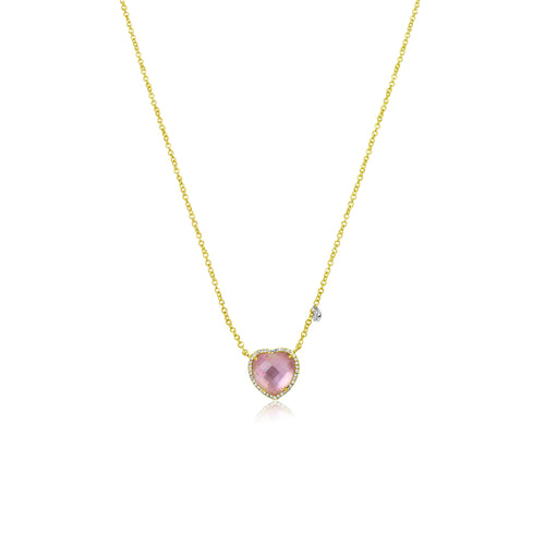 yellow gold and pink amethyst and diamond necklace