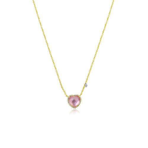 yellow gold and pink amethyst and diamond necklace