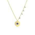 Diamond and Blue Sapphire Evil Eye Coin Necklace