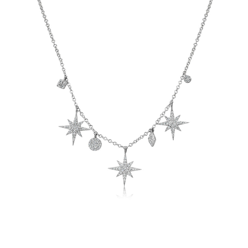 Starburst White Gold Diamond Necklace