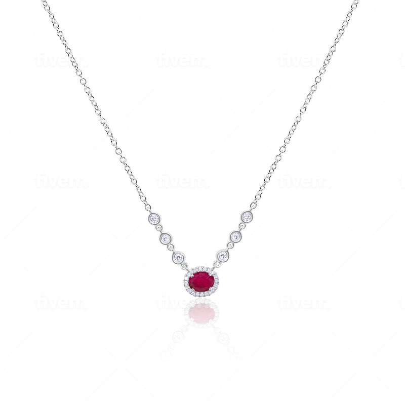 Ruby discount halo necklace