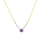 Birthstone Necklace With Diamond Halo | FEBRUARY Amethyst