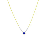 Dainty Blue Sapphire Diamond Halo Necklace