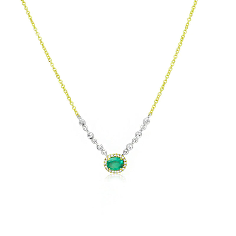 Birthstone Necklace With Diamond Halo | MAY Emerald – Meira T Boutique